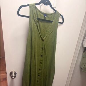 Old Navy Olive Button-Down Maxi Dress